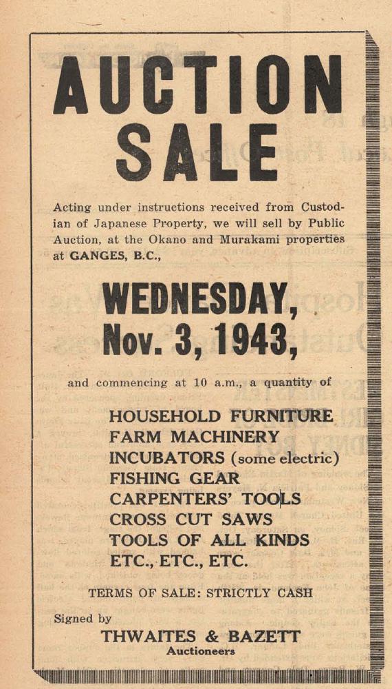 Saanich Peninsula and Gulf Islands Review, October 27, 1943, p. 2.
